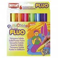 Tempera solida 6 culori Playcolor Fluo, Instant