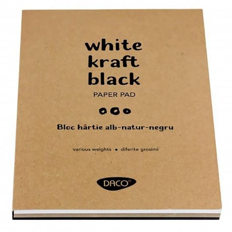 Bloc desen hartie alba-kraft-neagra A4, 60 file, Daco  