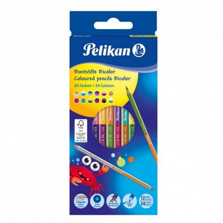 Creioane colorate Pelikan bicolore 2x12 culori
