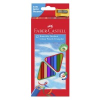 Creioane color Faber-Castell 12 culori triunghiulare + ascutitoare