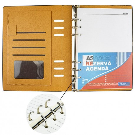 Agenda organizer A5 cu inele Nebo