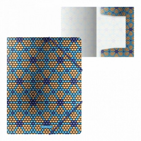 Mapa cu elastic din plastic A4, ErichKrause Blue&Orange Beads 