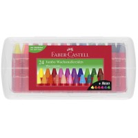 Creioane colorate cerate Jumbo Faber-Castell 24 culori, cutie plastic