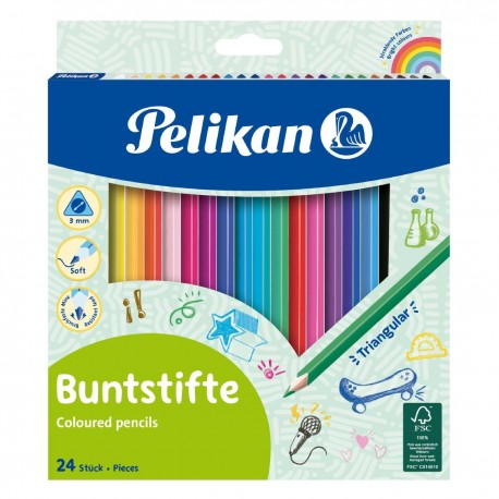 Creioane colorate Pelikan 24 culori triughiulare