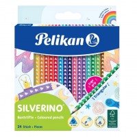 Creioane colorate Pelikan 24 culori triughiulare Silverino