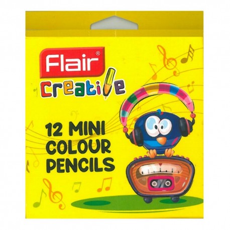 Creioane colorate Flair 12 culori scurte (lungime 1/2), triunghiulare