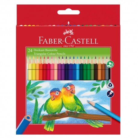 Creioane colorate Faber-Castell 24 culori triunghiulare + ascutitoare