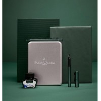 Set cadou stilou, pix, convertor, cerneala Faber-Castell Grip 2011 verde inchis