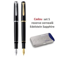 Stilou Pelikan Classic P200 / P205 cu rezerve de cerneala + cadou set 5 rezerve Edelstein Sapphire