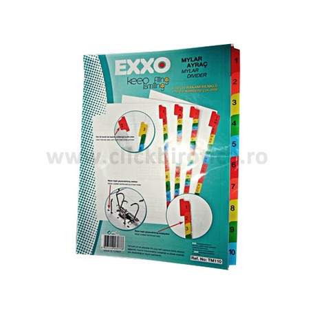 Separator index carton alb numeric 1-10, Exxo