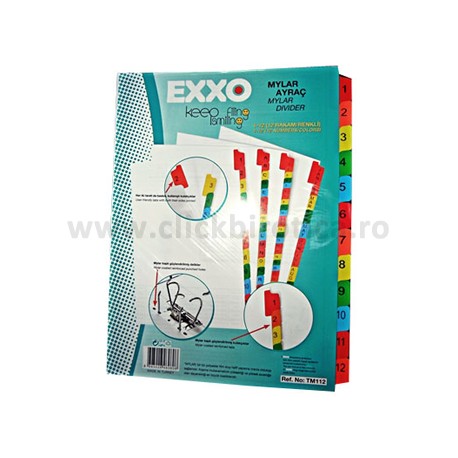 Separator index carton alb numeric 1-12, Exxo