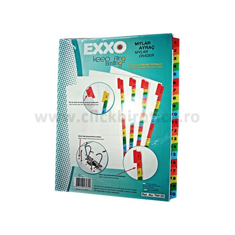 Separator index carton alb numeric 1-20, Exxo