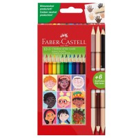 Creioane colorate Children Of The World, Faber-Castell, 12+3 culori