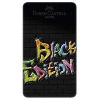 Creioane colorate Faber-Castell 12 culori Black Edition, cutie metal