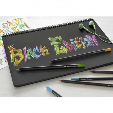 Creioane colorate Faber-Castell 24 culori Black Edition, cutie metal