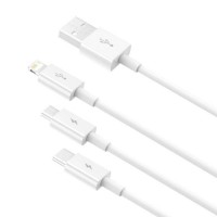 Cablu de date USB la USB Type-C + Lightning + Micro-USB, 3,5A, 1,5m, Baseus Superior Series