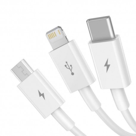 Cablu de date USB la USB Type-C + Lightning + Micro-USB, 3,5A, 1,5m, Baseus Superior Series