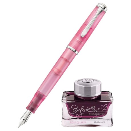 Set cadou stilou Pelikan M205 Rose Quartz cu cerneala Edelstein