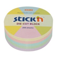 Notes adeziv cub color - cerc, 67x67 mm, 250 file, 5 culori, Stick'n