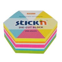 Notes adeziv cub color - hexagon, 61x70 mm, 250 file, 5 culori, Stick'n