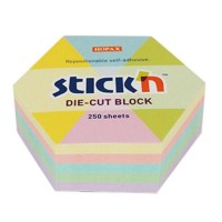 Notes adeziv cub color - hexagon, 61x70 mm, 250 file, 5 culori, Stick'n