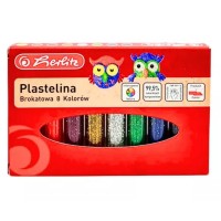 Plastilina 8 culori glitter, 94g, Herlitz