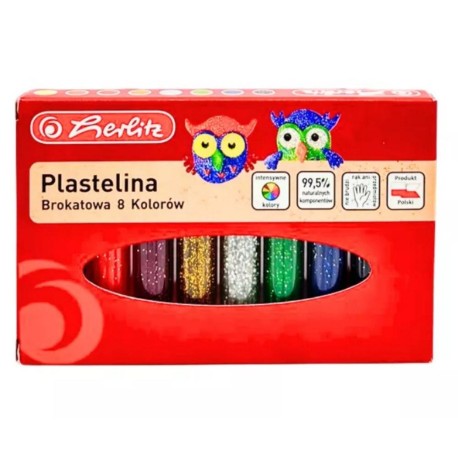 Plastilina 8 culori glitter, 94g, Herlitz