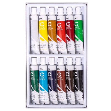 Culori acrilice set 12 buc., 12 ml, Deli Color Emotion