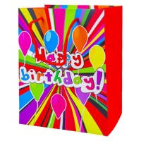 Punga cadou Happy Birthday, cu sclipici, 26x32x12 cm