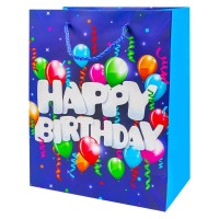 Punga cadou Happy Birthday, cu sclipici, 26x32x12 cm