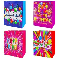 Punga cadou Happy Birthday, cu sclipici, 26x32x12 cm