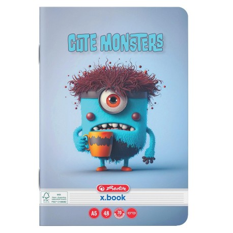 Caiet A5, 48 file, Herlitz Cute Monsters, FSC