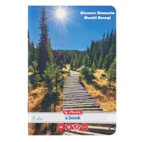 Caiet A4, 60 file, Herlitz Discover Romania, hartie 70g/mp, FSC