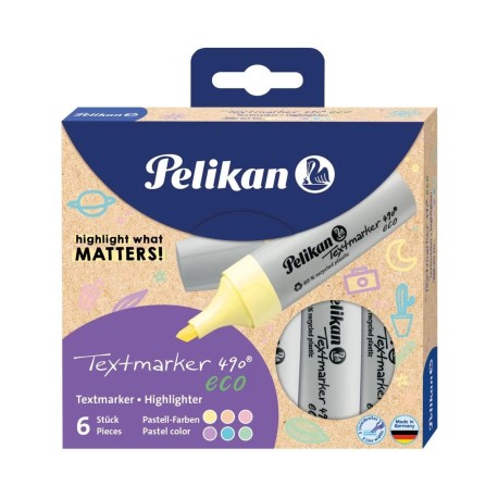 Textmarker Pelikan Pastel Eco set 6 culori