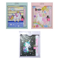 Agenda jurnal cu lacatel si pix Unicorn, 10x14cm