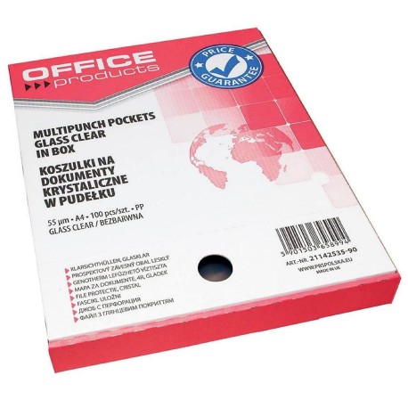 File protectie cristal A4, 55 microni, 100 buc./set, dispenser carton, Office Products