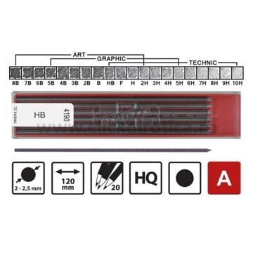 Mine grafit 2,0mm, 12 buc./set, Koh-I-Noor 6b