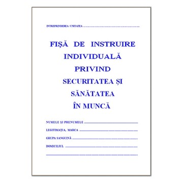 Fisa instruire privind securitatea si sanatatea in munca (protectia muncii), A5. coperti carton