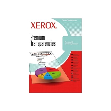 Folii transparente XEROX laser color A4, cu banda detasabila, tip CR
