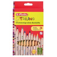 Creioane colorate Herlitz Trilino 12 culori triunghiulare, groase