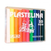 Plastilina 10 culori fluorescente, cutie plastic, 120g, Herlitz
